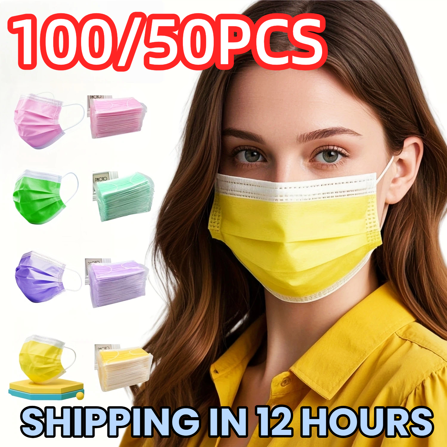 Disposable Surgical Mask - 100/50Pcs Three-Layer Protective Filter Disposable Masks,