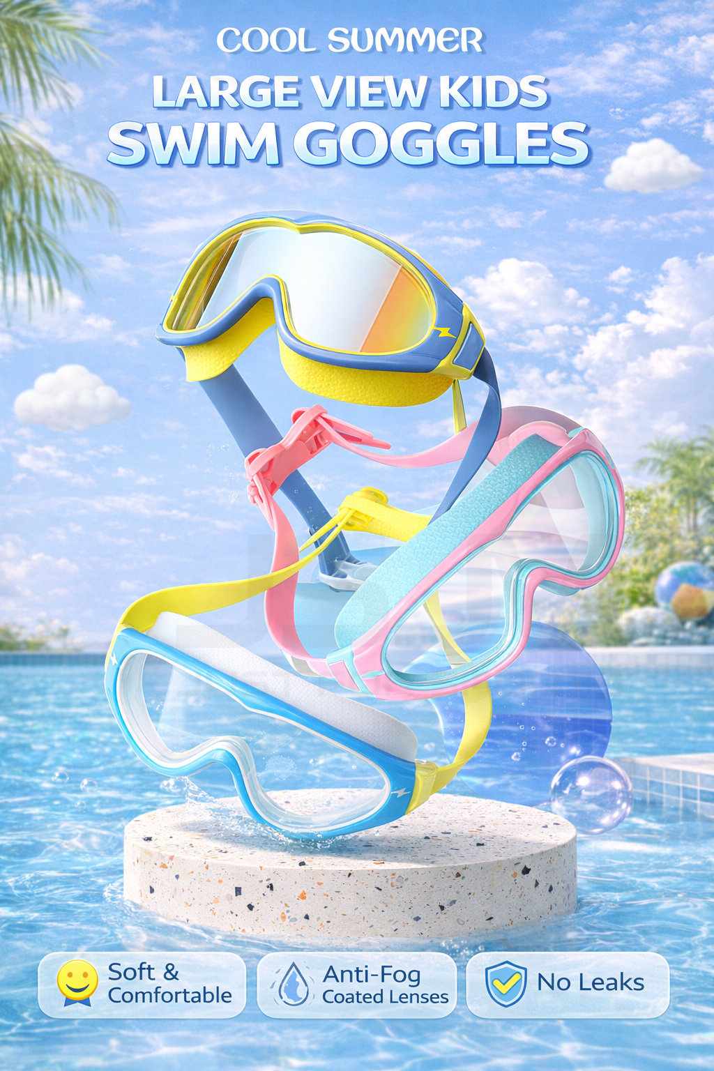 JSJM Kids Swimming Goggles Big - Silicone Mask Bracket recension och pris