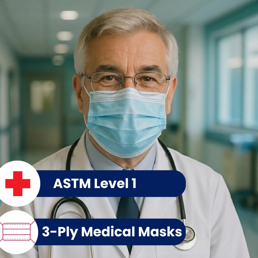 Blue Face Mask, Disposable, 3  - Disposable Mask Blue recension och pris