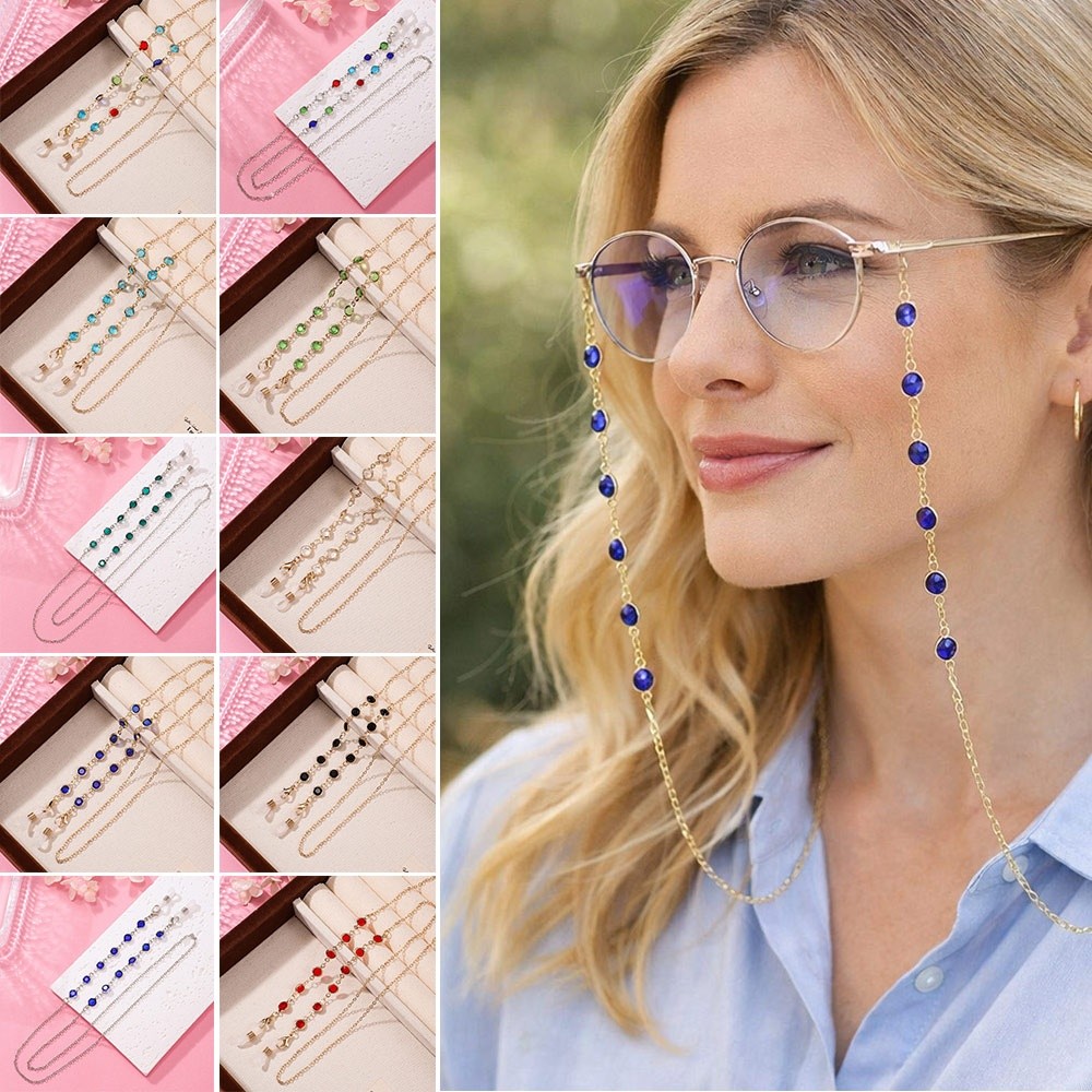 Trendy Colorful Crystal Beads  - Mask Chain Holder recension och pris